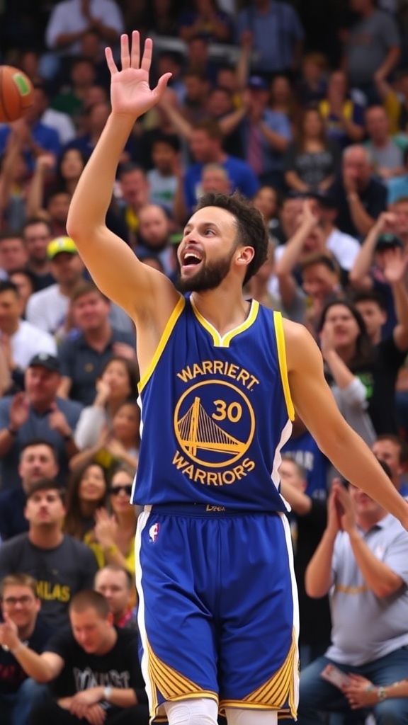 Stephen Curry celebrating a three-pointer in Game 7 against the Sacramento Kings.